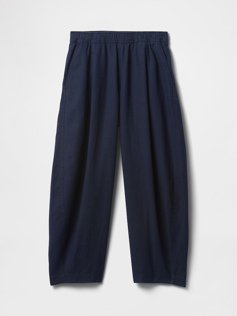 Mid Rise Linen-Blend Easy Barrel Pants