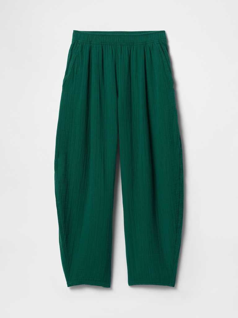 Cotton Gauze Easy Barrel Pants
