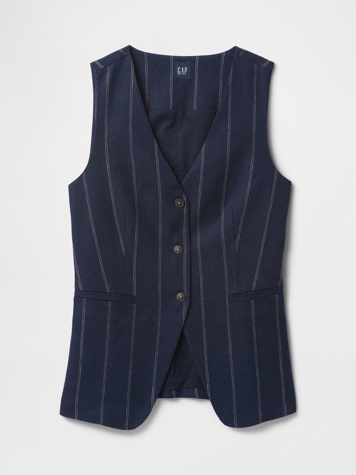 Linen-Blend Longline Vest