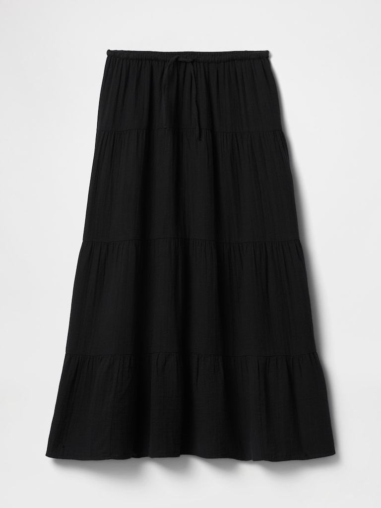 Cotton Gauze Tiered Maxi Skirt