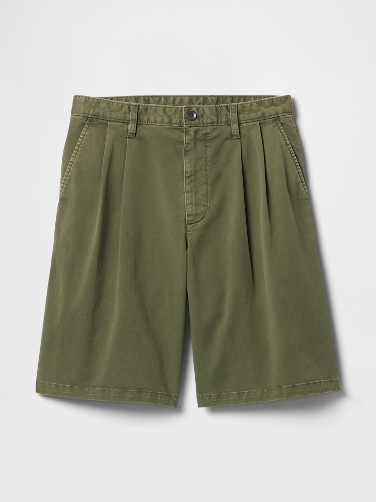 Pleated Khaki Shorts