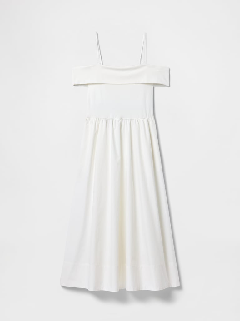 Mixed Media Off-Shoulder Midi Dress