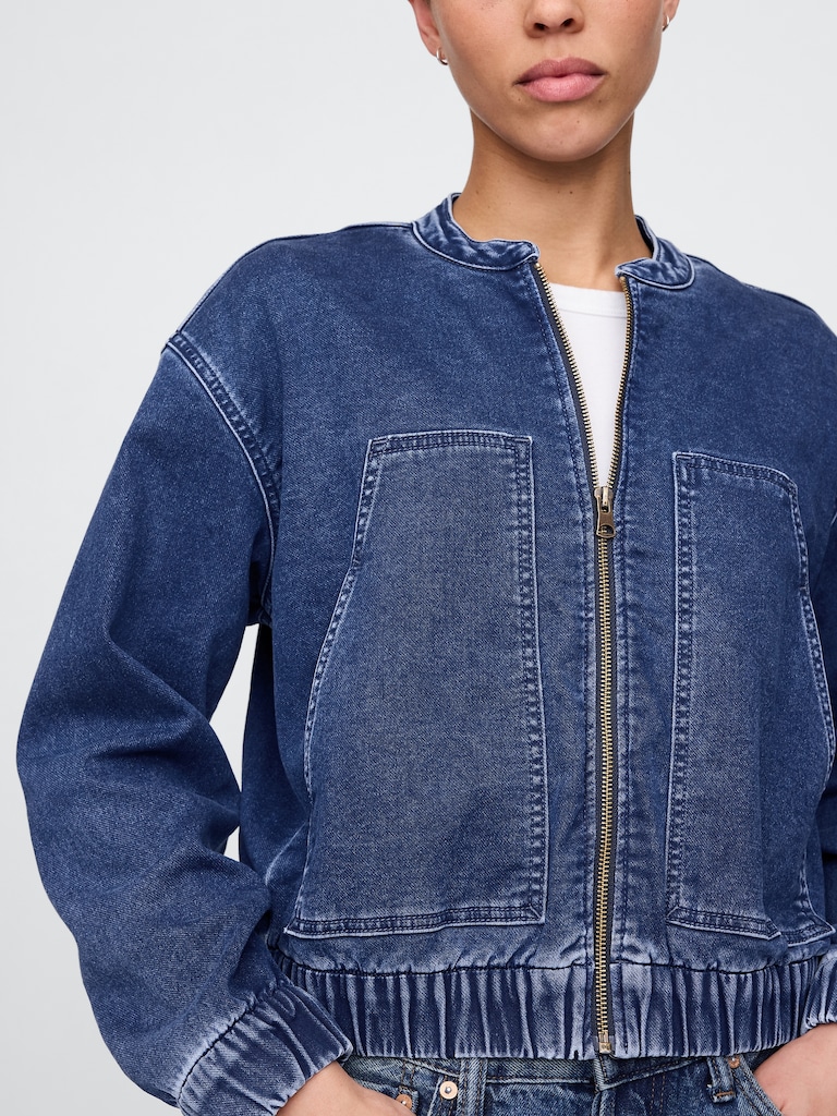 Knit Denim Bomber Jacket