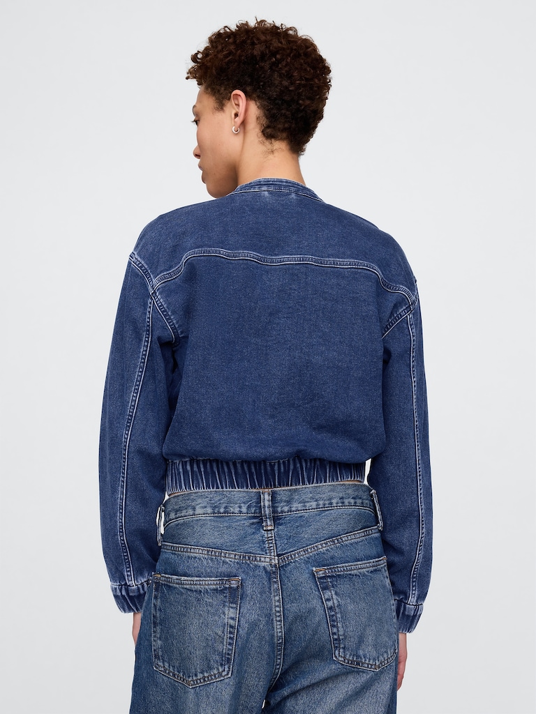 Knit Denim Bomber Jacket