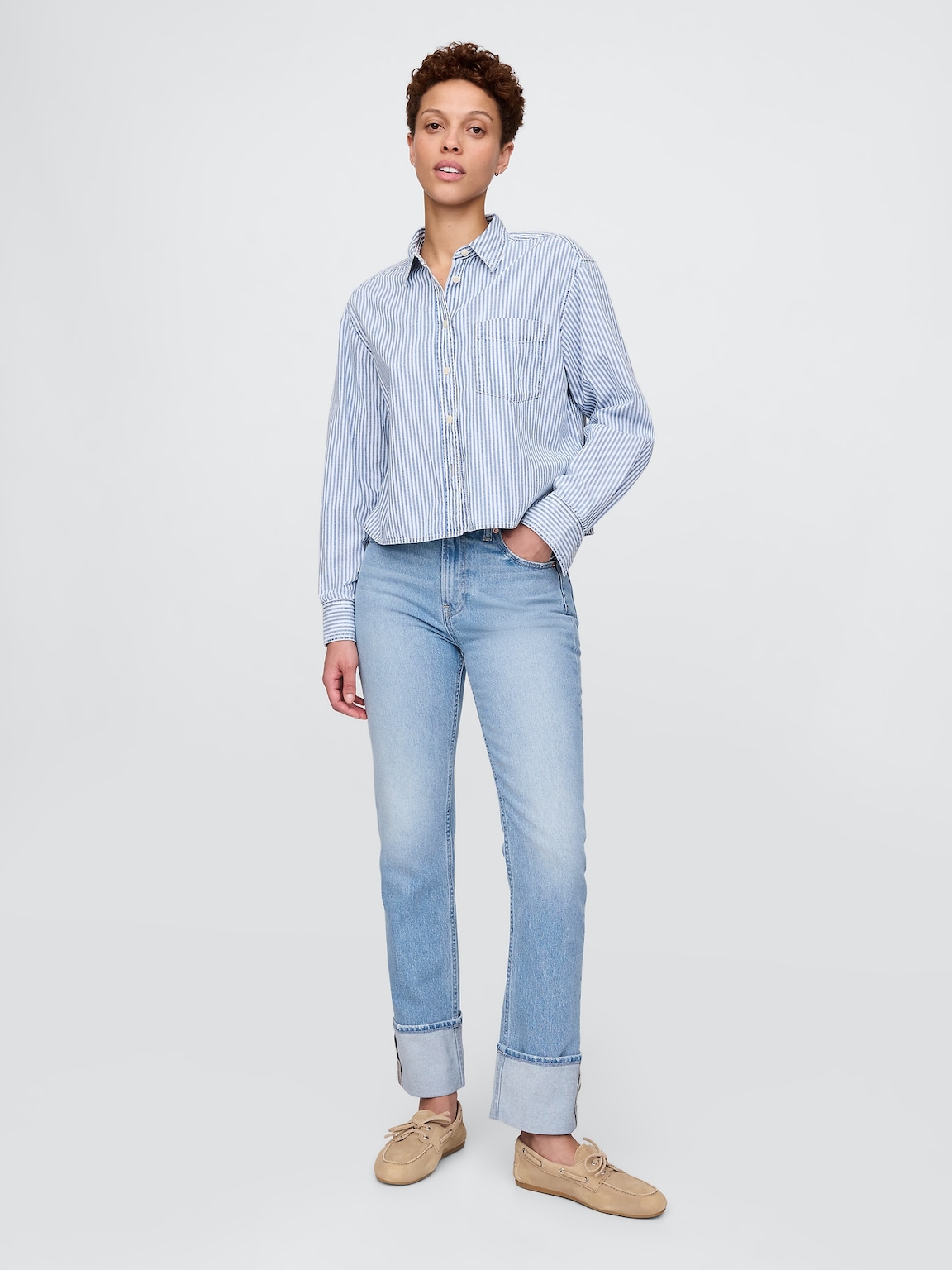 High Rise Cuffed '90s Slim Straight Jeans
