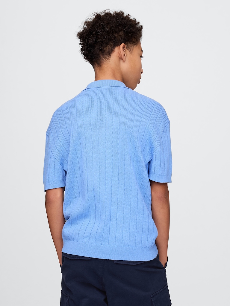 Kids Rib Polo Sweater