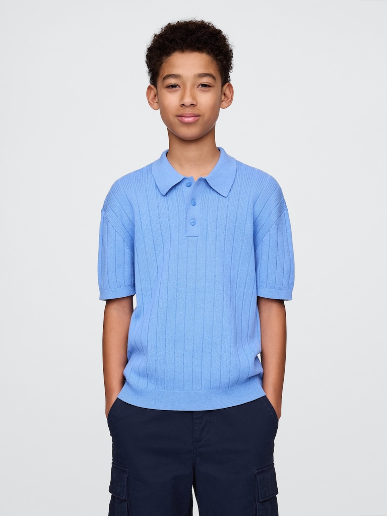 Kids Rib Polo Sweater