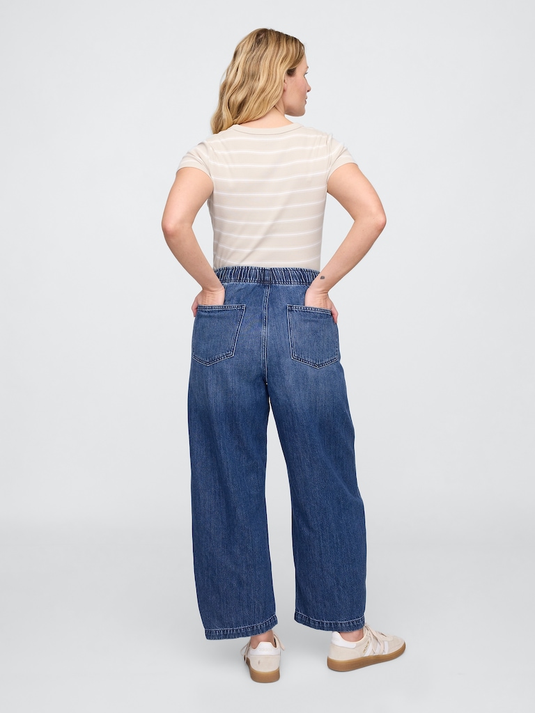 Mid Rise SuperSoft Pull-On Barrel Jeans