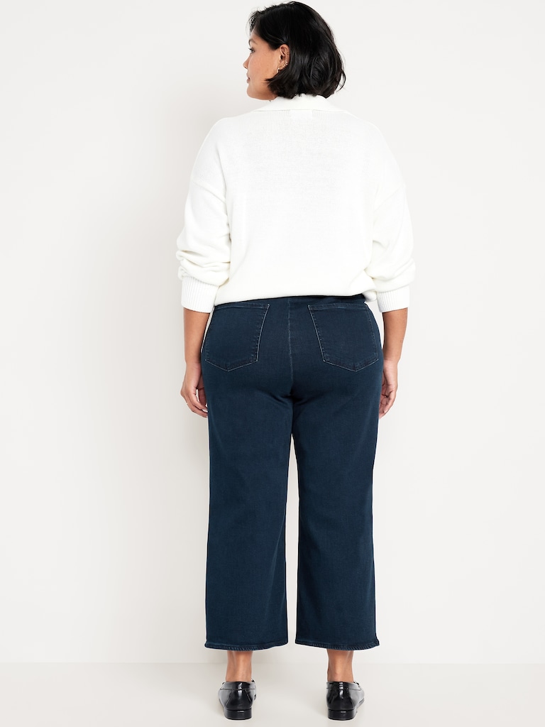 High-Waisted Weekender Pull-On Crop Wide-Leg Jeans