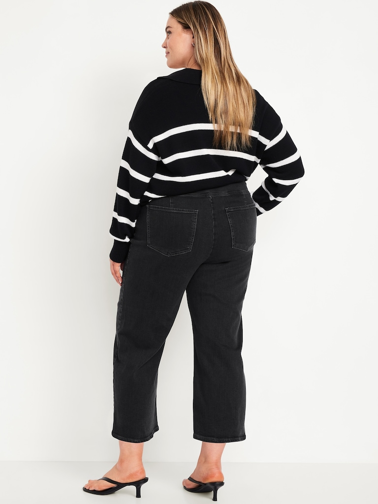 High-Waisted Weekender Pull-On Crop Wide-Leg Jeans