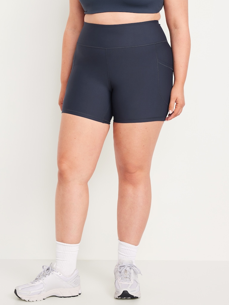 High-Waisted PowerSoft Pocket Biker Shorts -- 6-inch inseam