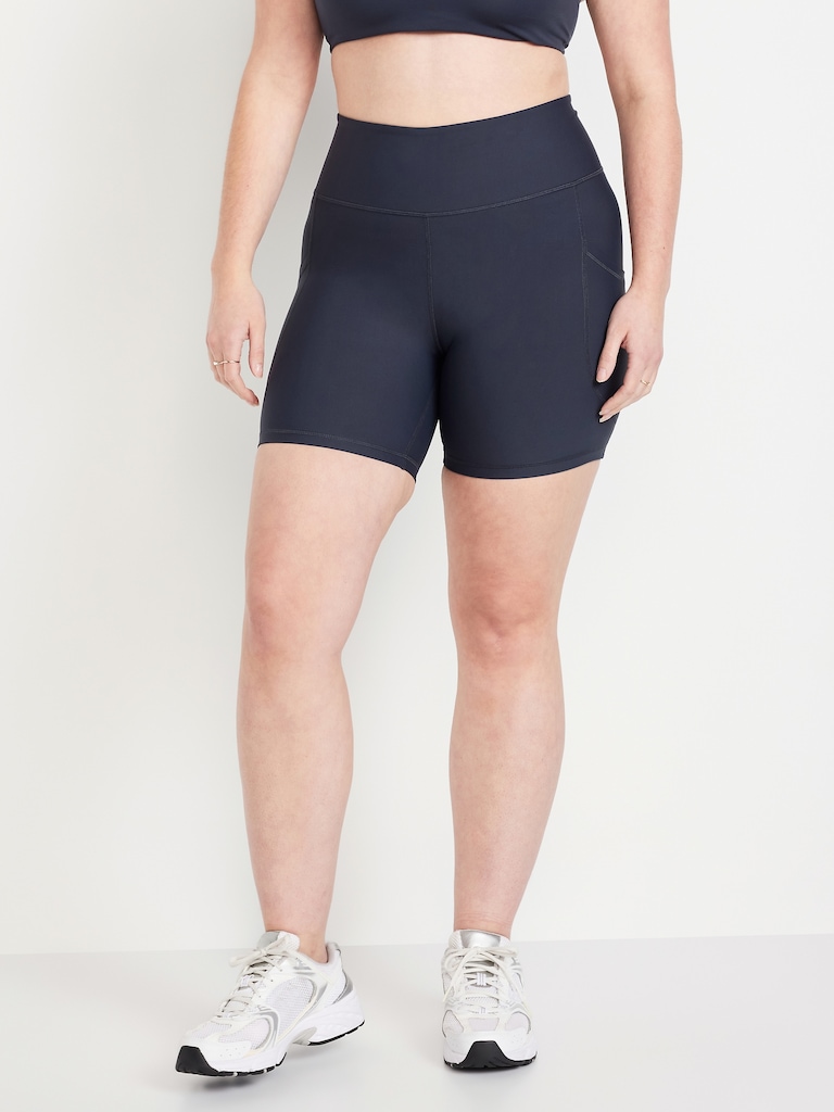 High-Waisted PowerSoft Pocket Biker Shorts -- 6-inch inseam