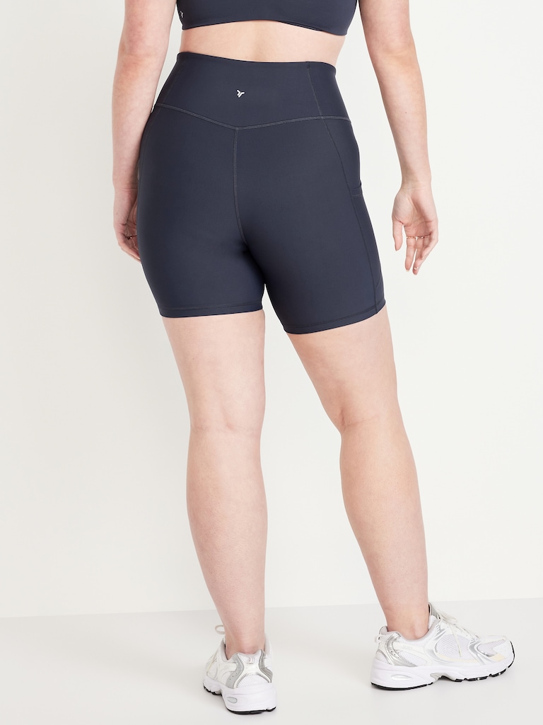 High-Waisted PowerSoft Pocket Biker Shorts -- 6-inch inseam