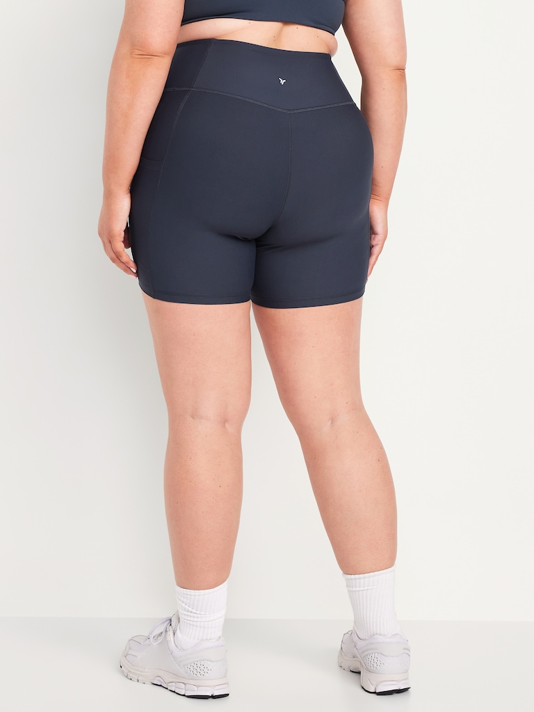 High-Waisted PowerSoft Pocket Biker Shorts -- 6-inch inseam