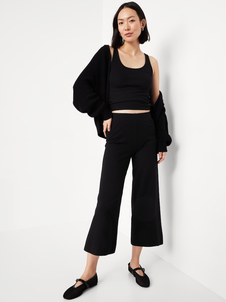 High-Waisted Fashion Wide-Leg Cropped Leggings