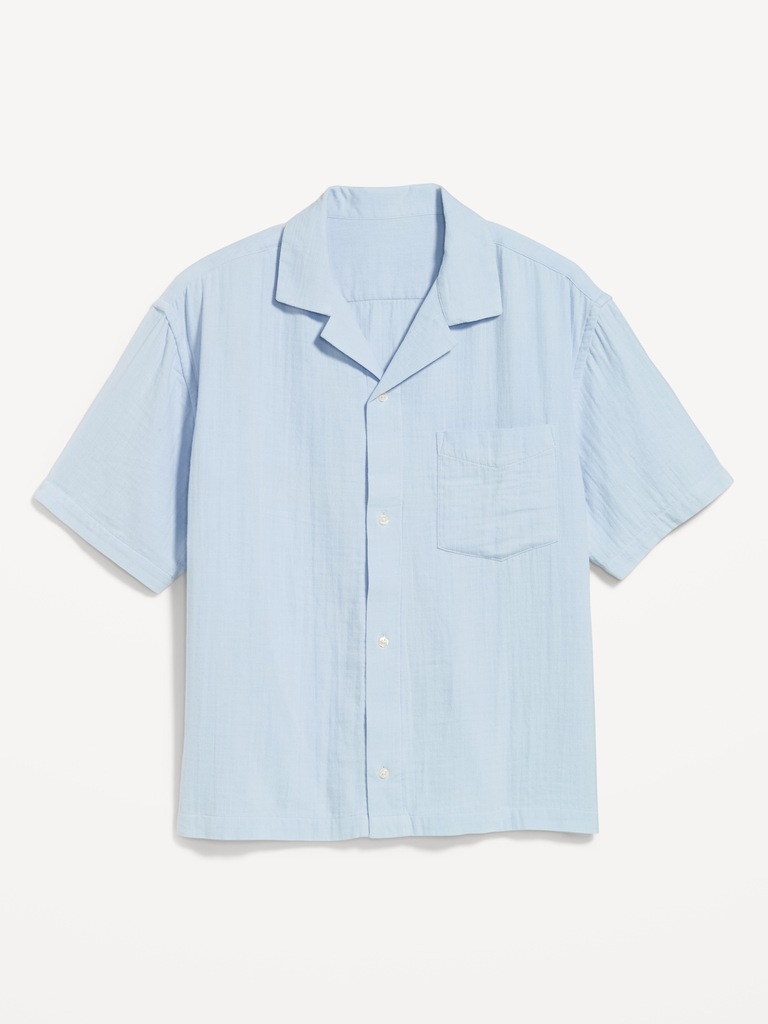 Short-Sleeve Cropped Heavyweight Camp Shirt