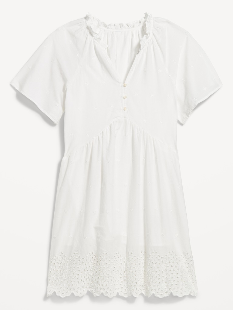Split-Neck Mini Swing Dress