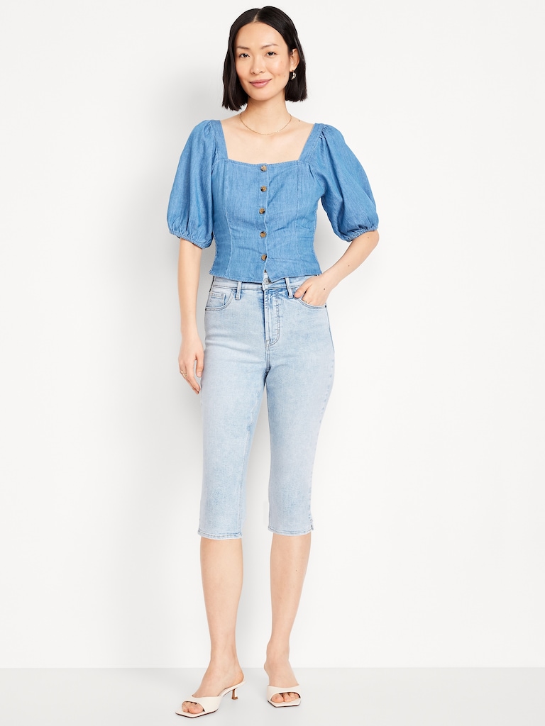 High-Waisted Rockstar Slim Capri Jeans