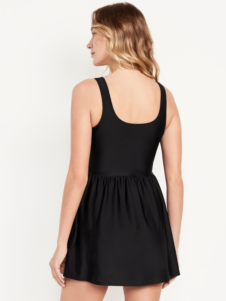 Matte Side-Tie Swim Dress