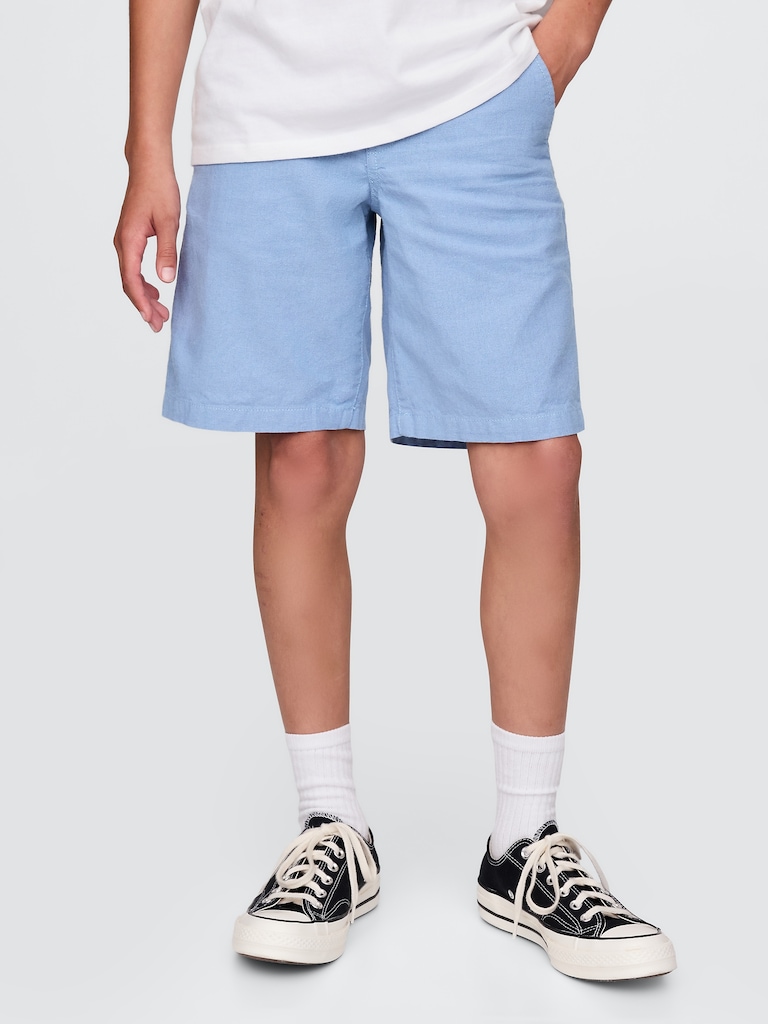 Kids 8" Linen-Cotton Shorts