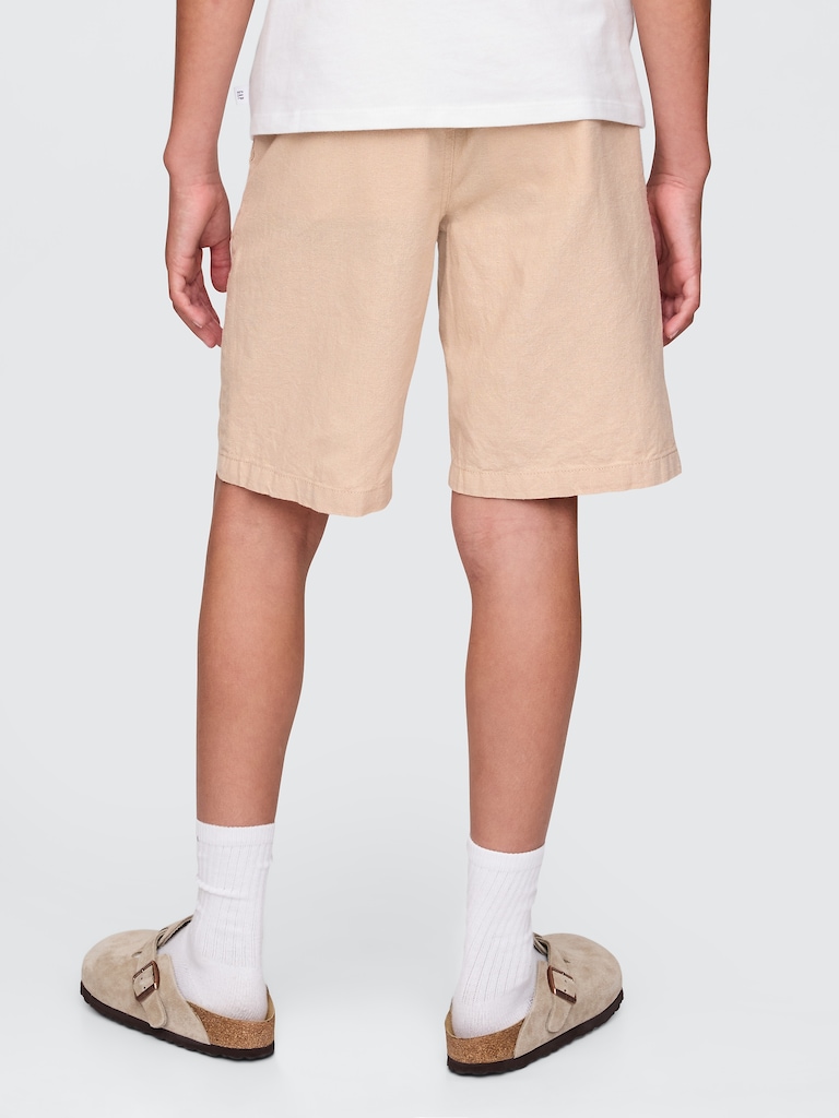 Kids 8" Linen-Cotton Shorts