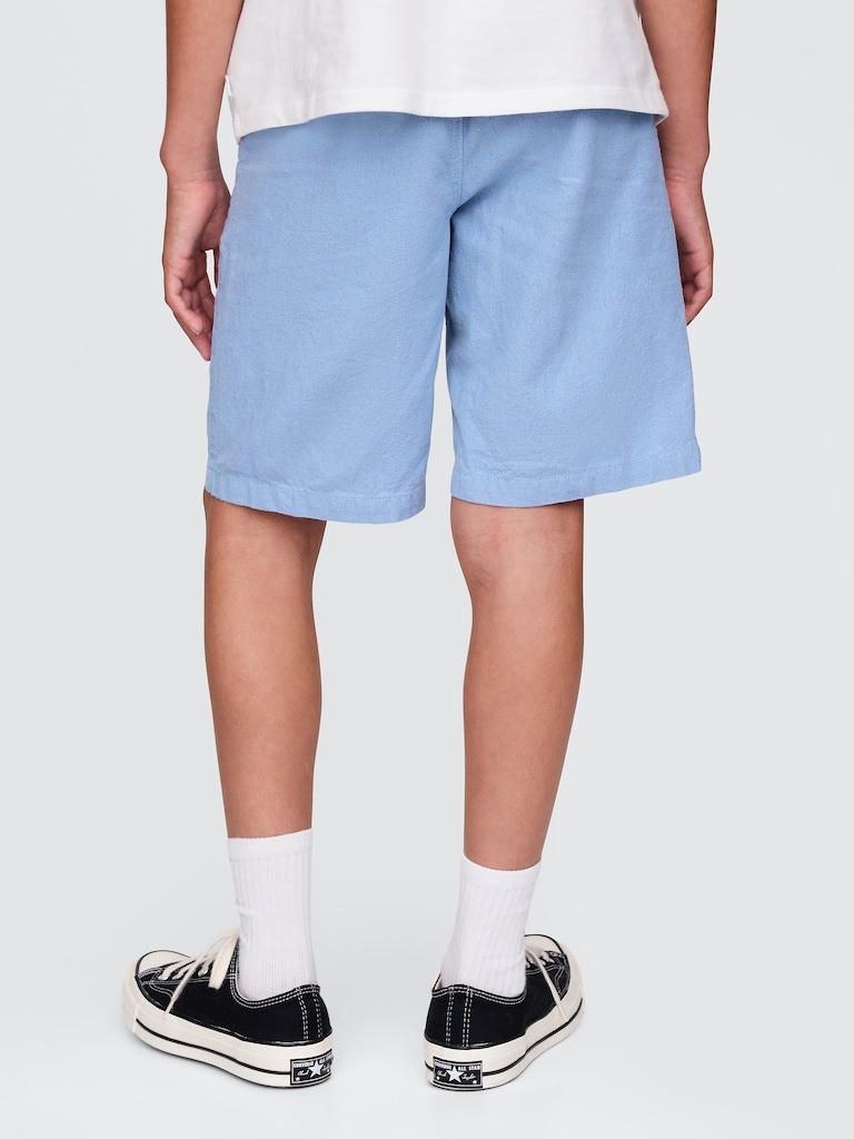 Kids 8" Linen-Cotton Shorts