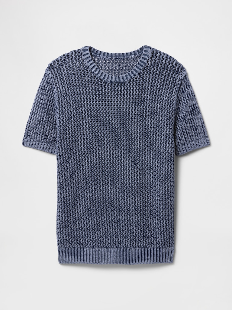 Crochet Mesh Crewneck T-Shirt