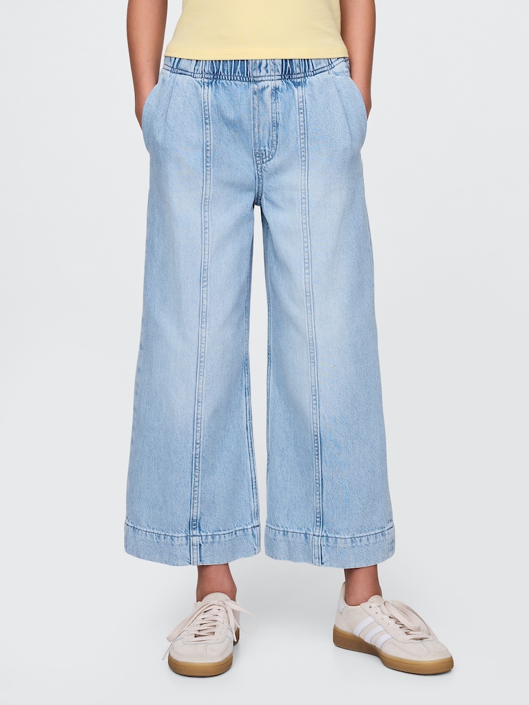 Kids High Rise Stride Wide-Leg Ankle Jeans