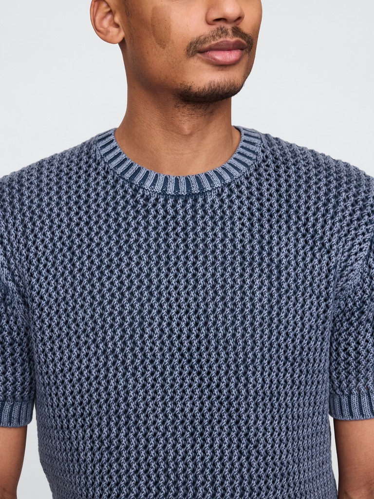Crochet Mesh Crewneck T-Shirt