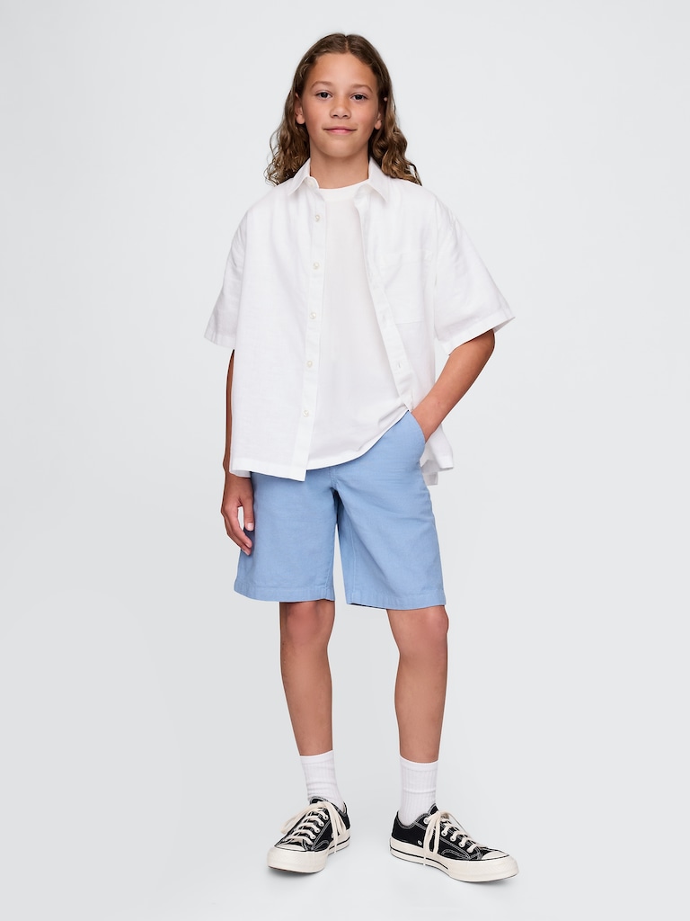 Kids 8" Linen-Cotton Shorts