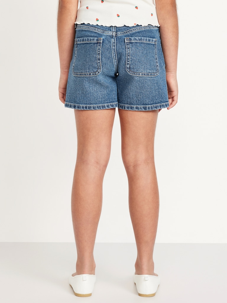 High-Waisted Mariner Midi Jean Shorts for Girls