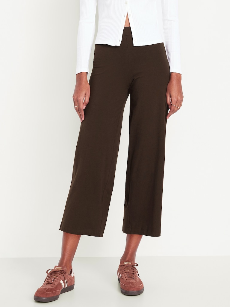 High-Waisted Fashion Wide-Leg Cropped Leggings