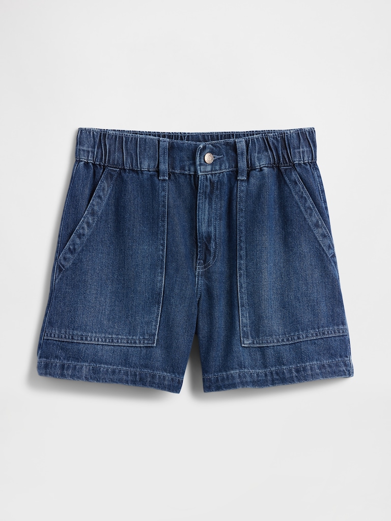 4" High Rise SuperSoft Denim Utility Shorts
