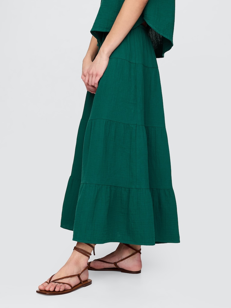 Cotton Gauze Tiered Maxi Skirt