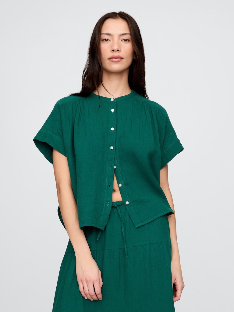Cotton Gauze Dolman Shirt