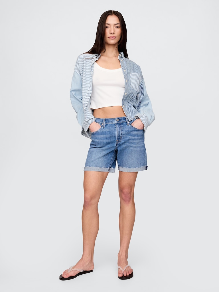 5" Mid Rise Denim Girlfriend Shorts