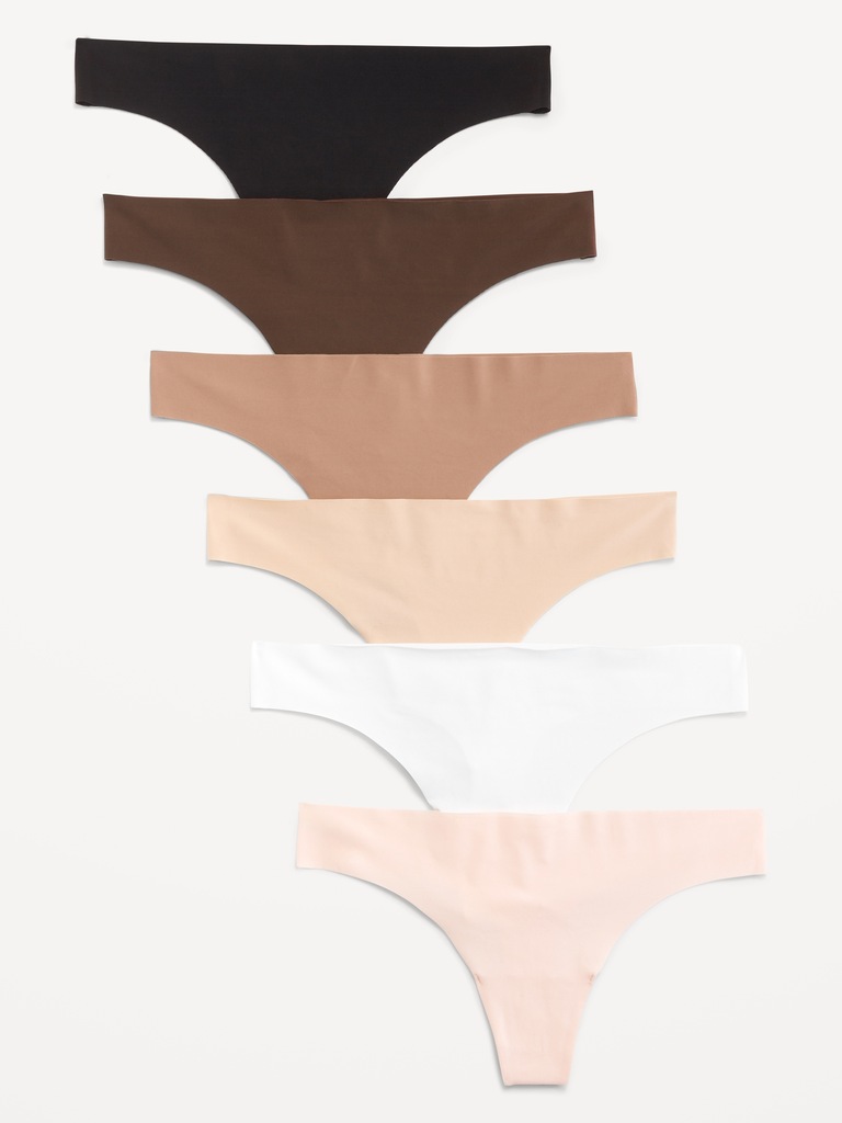 Low-Rise No-Show Thong Underwear 6-Pack