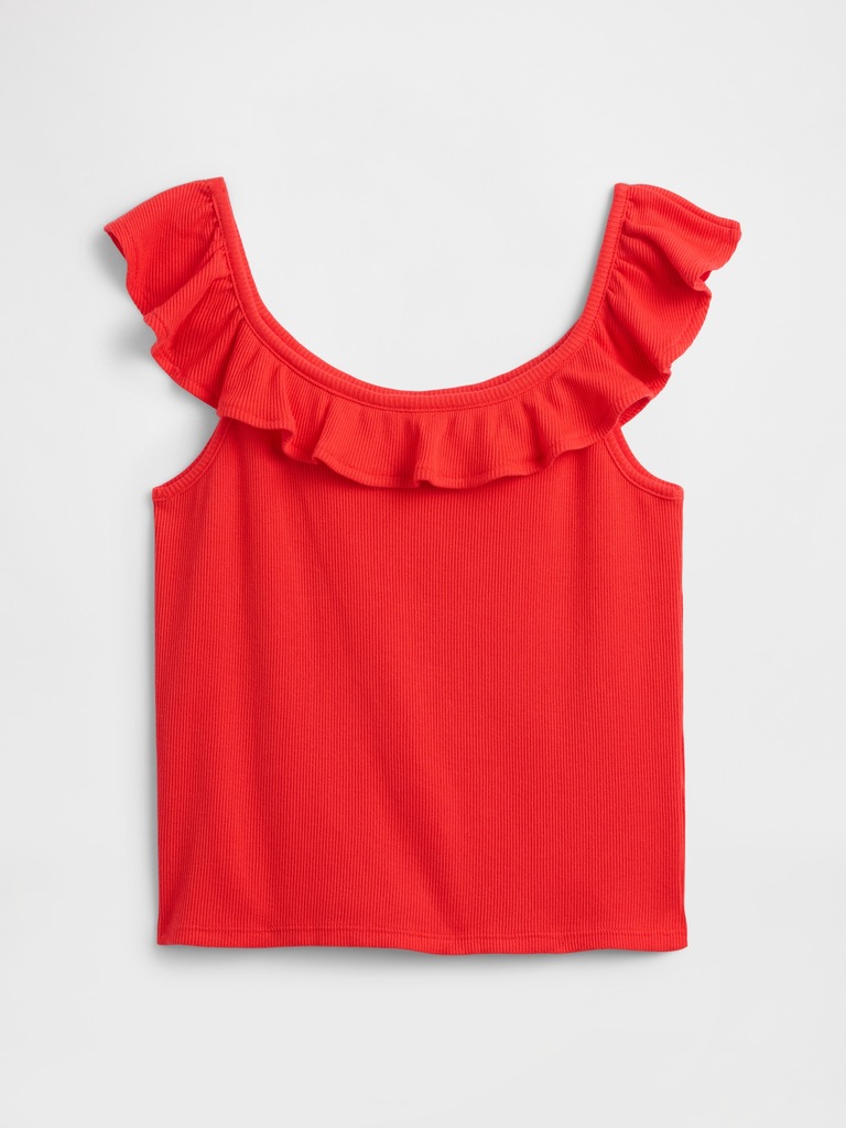 Kids Ribbed Ruffle Tank Top