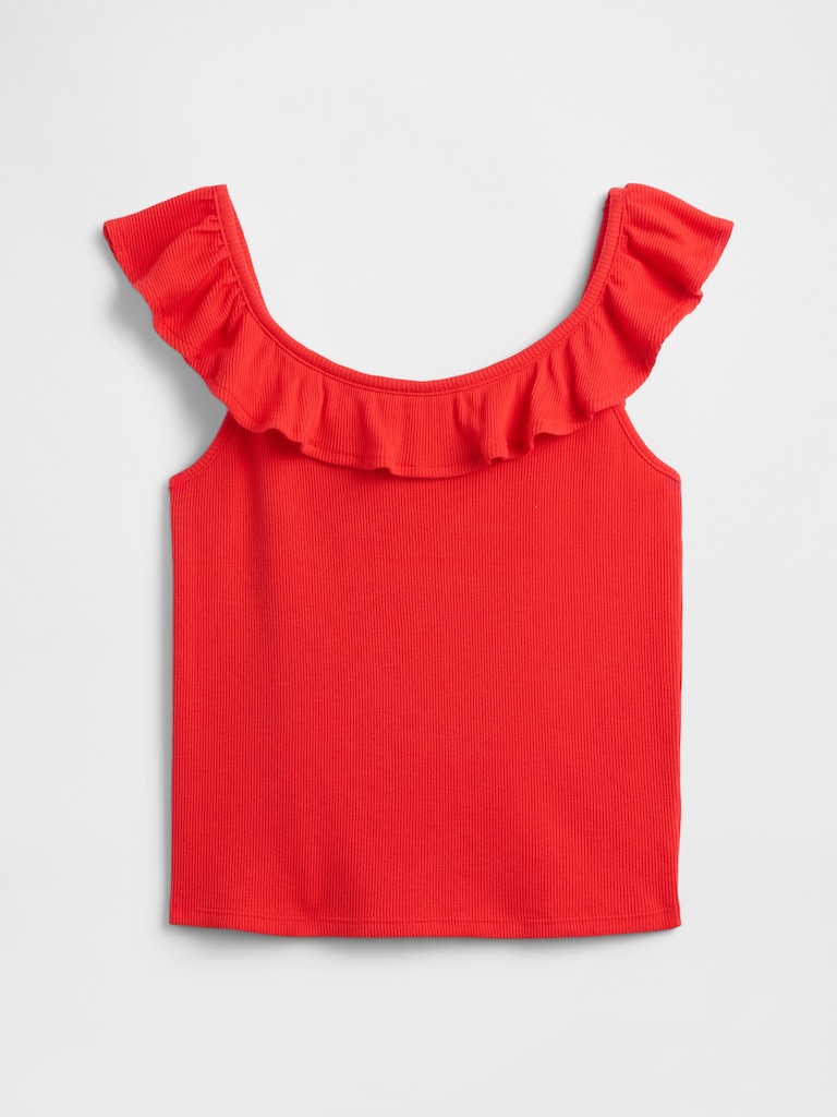 Kids Ribbed Ruffle Tank Top