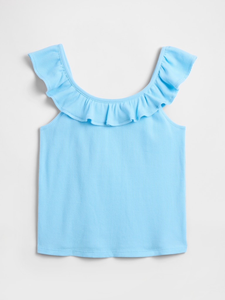 Kids Ribbed Ruffle Tank Top