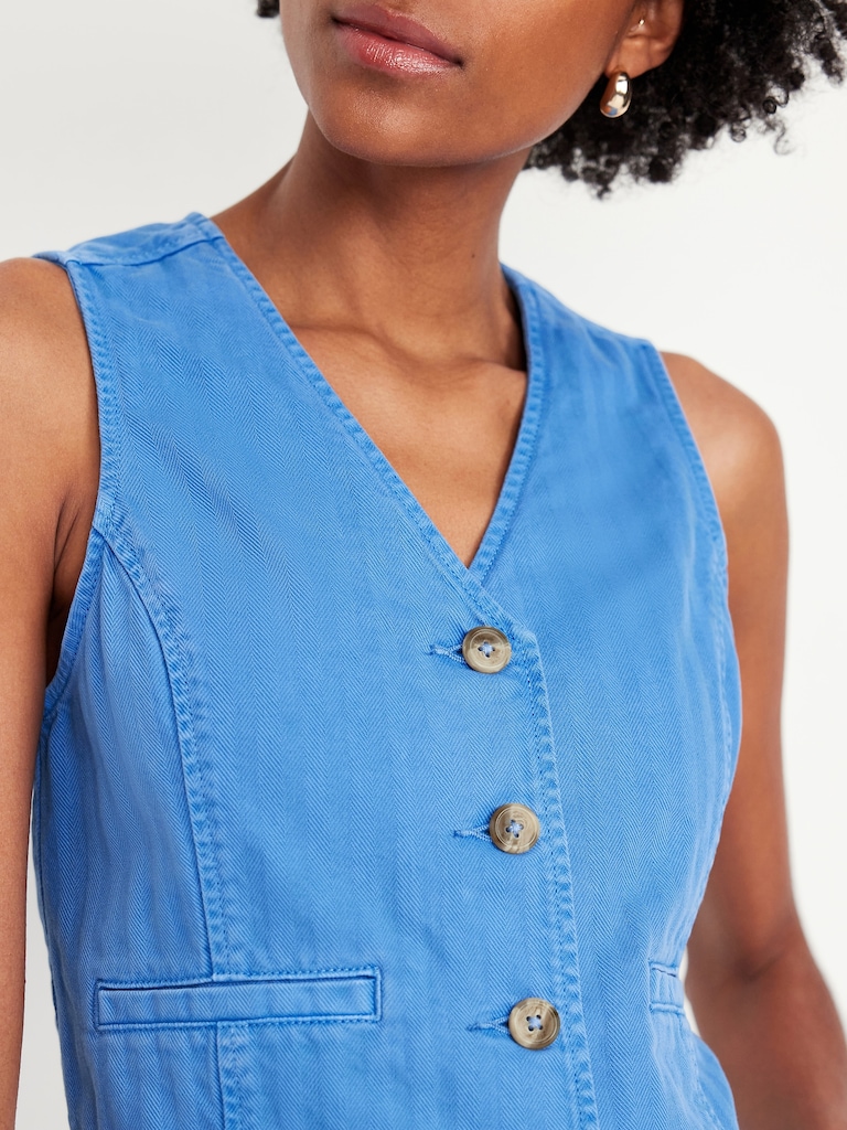 Button-Front Jean Vest