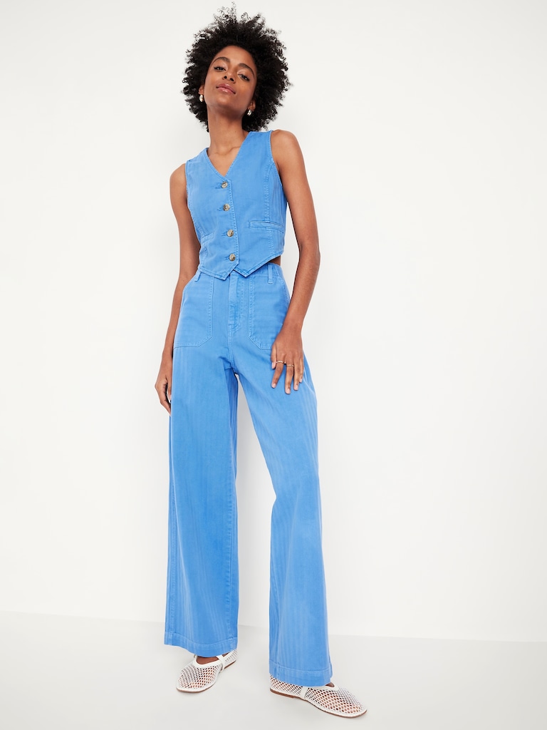 Button-Front Jean Vest