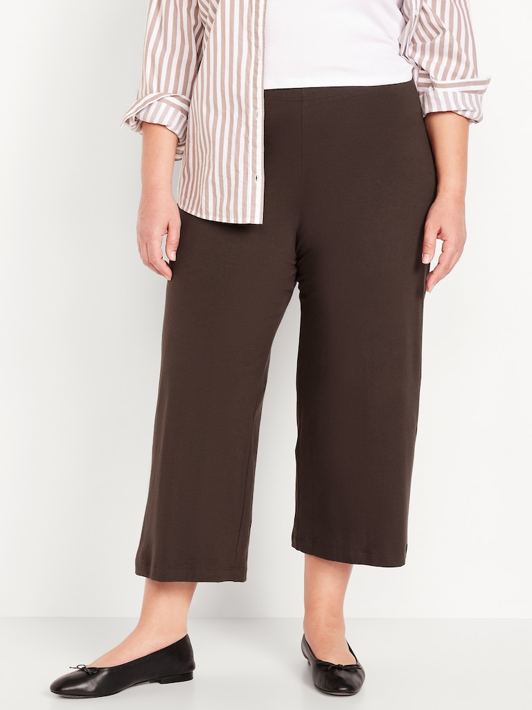 High-Waisted Fashion Wide-Leg Cropped Leggings