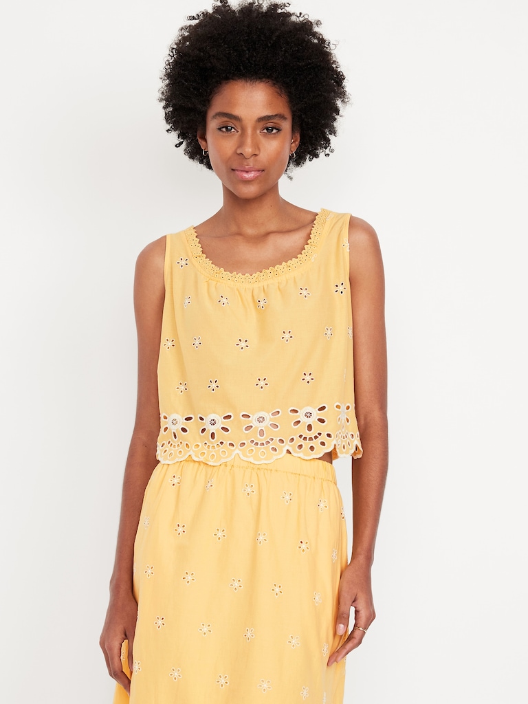 Sleeveless Eyelet Top