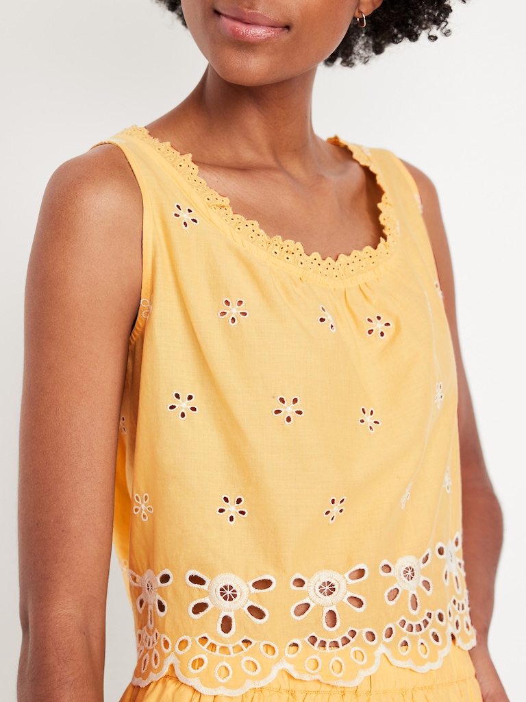 Sleeveless Eyelet Top