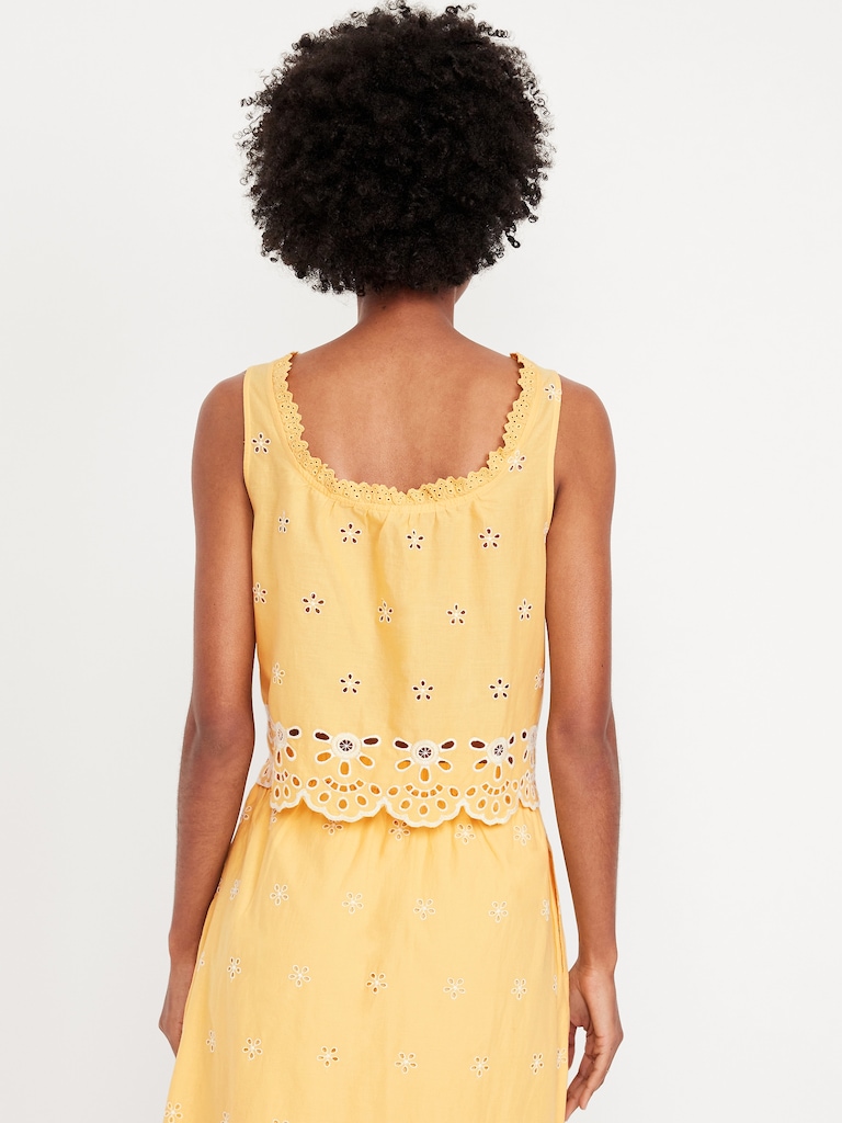 Sleeveless Eyelet Top