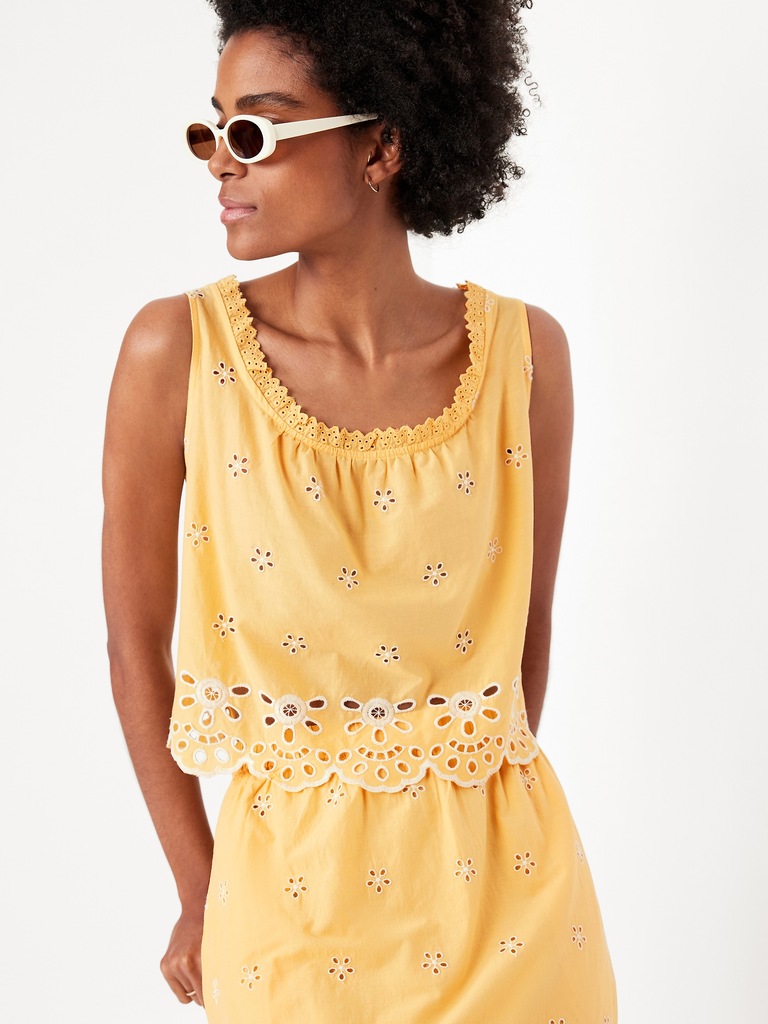 Sleeveless Eyelet Top