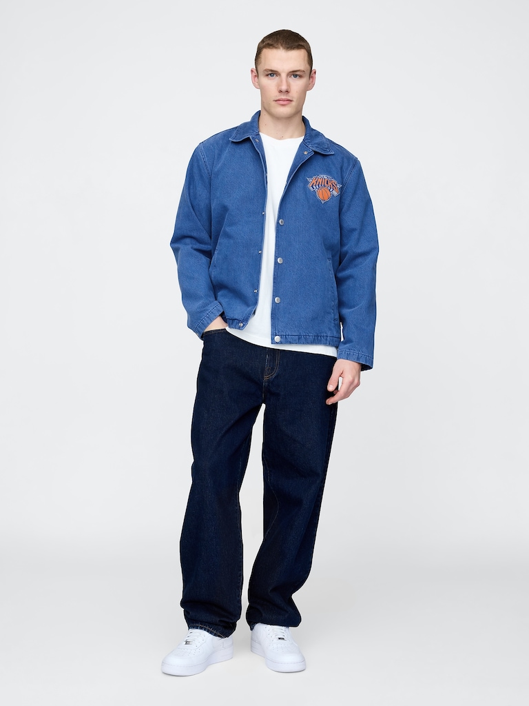 NBA New York Knicks Logo Denim Coaches Jacket