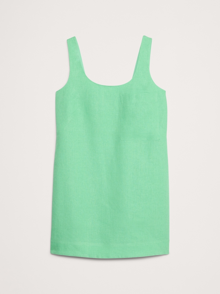 Linen Scoop-Neck Shift Dress