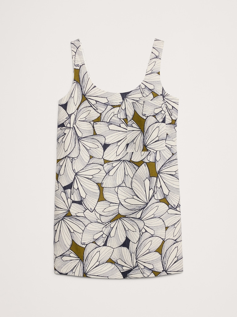 Linen Scoop-Neck Shift Dress